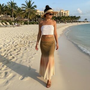 Jen's Pirate Booty Ombre Maxi Skirt in beige, peach,and Cream